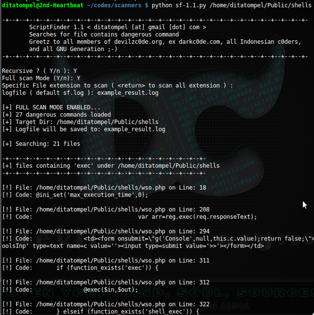 Malcode Finder, Searches for Files Contains Dangerous Command