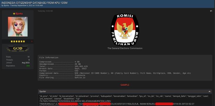 100 Juta Data Penduduk Indonesia Yang Diduga Dari KPU Bocor