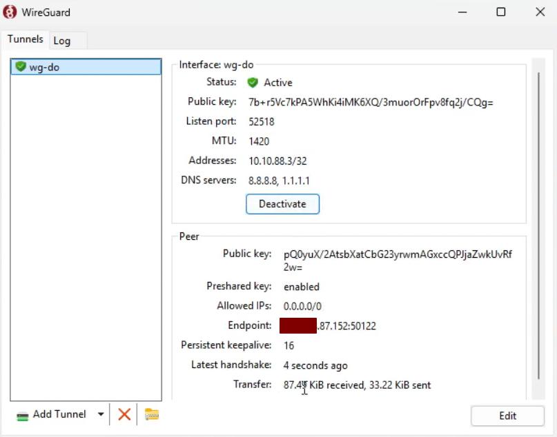 Koneksi VPN WireGuard di Windows